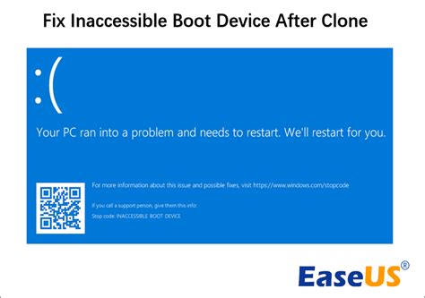 inaccessible boot device after clone